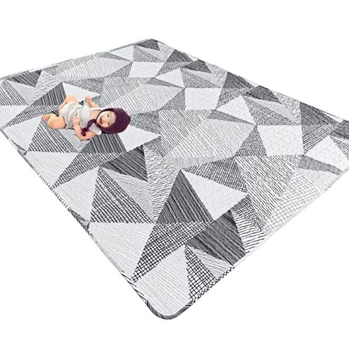 TANOSHII® Baby Play Mat for 79"x59" Playpen, Machine Washable Kids Mat, Cotton,Foldable Crawling Mat for Floor,One-Piece Crawling Mat Non Slip Baby Mat for Floor,Portable Travel (Stripe)