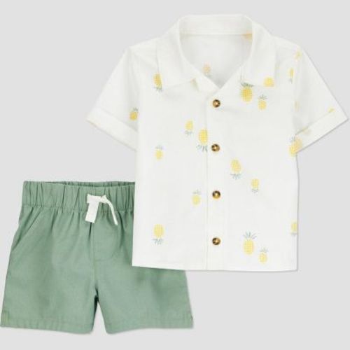 Carter's Just One You®️ Baby Boys' Pineapple Top & Bottom Set - White/yellow 18m