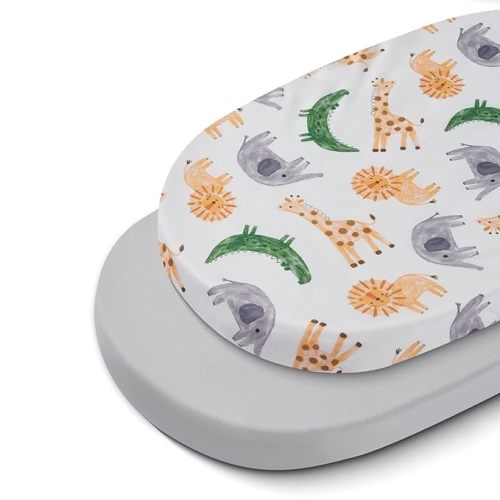 TILLYOU Baby Bassinet Sheets for Girls Boys, Fit for Hourglass Oval Rectangle Bassinet Mattress Sheets, 33”X16”, 2 Pack African Steppe & Grey