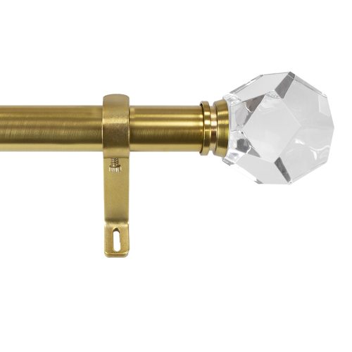 Origin 21 36-in to 72-in Brushed Gold Iron Single curtain rod with Finials