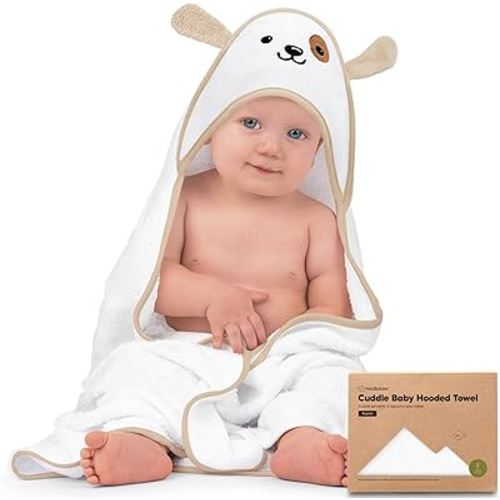 KeaBabies Baby Hooded Towel - Viscose Derived from Bamboo Baby Towel, Toddler Bath Towel, Infant Towels, Large Hooded Towel, Organic Baby Towels with Hood for Girls, Babies, Newborn Boys (Dog)