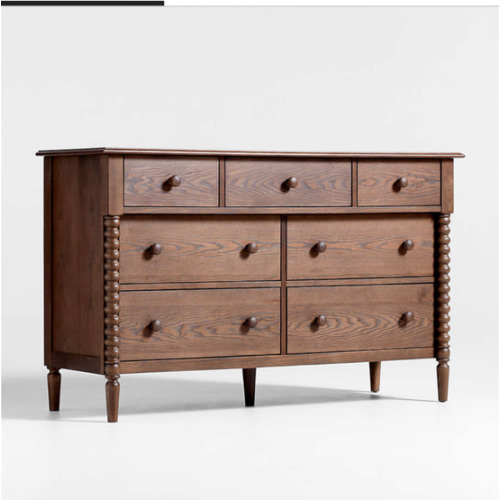 Jenny Lind Deep Brown Wood Wide 7-Drawer Kids Dresser