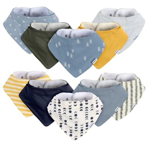 Gerber Neutral Baby Bandana Bibs - Multi Blues - One Size Fits Most - 10-pack
