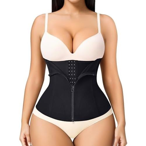 MERYOSZ Zipper Waist Trainer for Women - Mesh Corset Shapewear Tummy Control Body Shaper Waist Cincher Postpartum Girdle