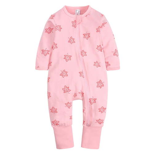 ENFLASH Baby Girls 2 Way Zipper Footless / Footed Pajamas Cotton Long Sleeve Romper with Mittens Sleep 'N Play