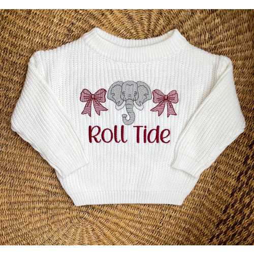 Girls University of Alabama Embroidered Sweater - Baby/Toddler Roll Tide Gameday Sweater - Kids Customized Alabama Crimson Tide Pullover