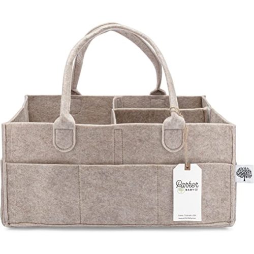Parker Baby Diaper Caddy - Nursery Storage Bin and Car Organizer for Diapers and Baby Wipes - Oatmeal, Large