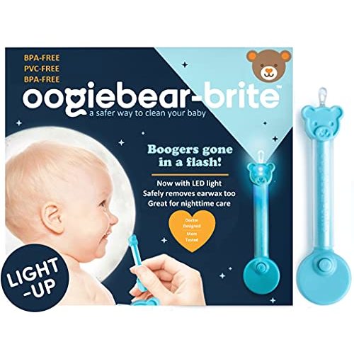 oogiebear Brite - Baby Nose Cleaner and Ear Wax Removal Tool. Baby Gadget with Nighttime LED Light. Safe Snot Booger Picker for Newborns, Infants & Toddlers