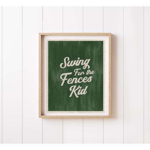 Swing For The Fences, Canvas Nursery Wall Art Decor, Fabric Tapestry Pennant, Vintage Baseball Boys Bedroom Decor