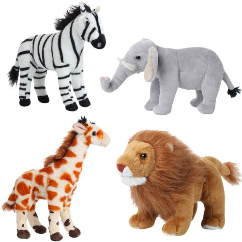 Safari Animals Stuffed Animals – Jungle Animals Toys Set of 4 Wild Animals – Lion, Elephant, Zebra and Giraffe Stuffed Animal – Soft, Squeezable and Lifelike Toys for Kids