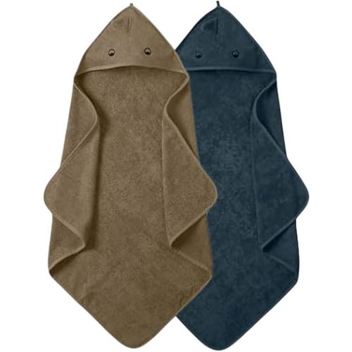 Baby Hooded Towels – Organic Cotton Baby Bath Towels – Baby Towels, Baby Bath Towels for Baby Boy, Baby Girl, 32" x 32" Super-Soft and Absorbent Baby Towels 2-Pack (Dino Green/Tradewinds)