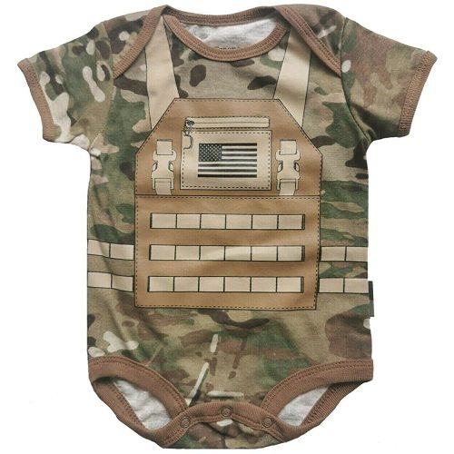 Army Air Force Future Soldier Multicam Camo Short Sleeve Baby Flak Jacket Bodysuit (0-3 Months)