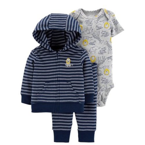 Child of Mine by Carter's Hooded Cardigan, Short Sleeve Bodysuit & Pants, 3Pc Outfit Set (Baby Boys)