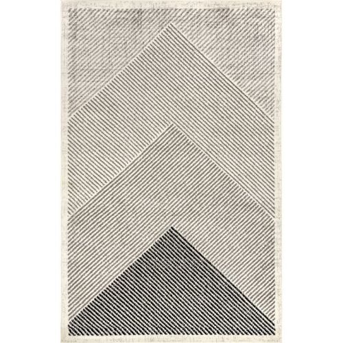 Nuloom Charline Striped 5x8 Indoor Area Rug For Living Room Bedroom Dining Room Kitchen, Grey/ivory