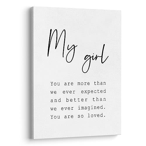 XWELLDAN Baby Girl Nursery Girls Wall Art Canvas Decor, Wall Art Decor for Girl Girls Bedroom Nursery, 11 x 14 Inch, Framed