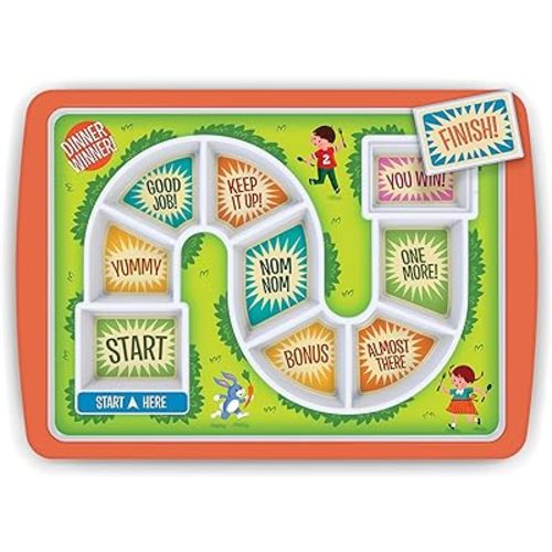 Genuine Fred DINNER WINNER, The Original Kid's Game Plate Tray - Award Winning - Picky Eater Solutions for Kids and Toddlers - Fun Mealtime - Divided Sections - Interactive Design - Dishwasher Safe
