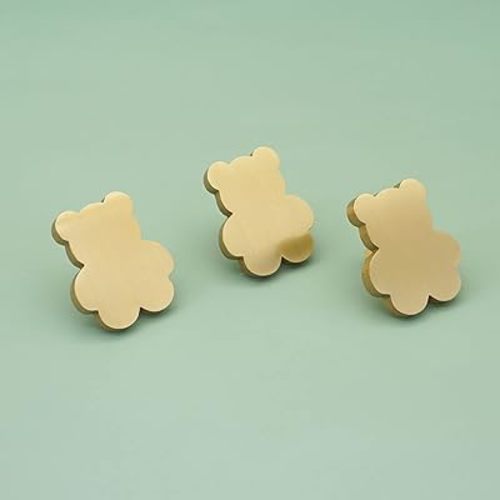 Cute Bear Cupboard Knob Brass Gold Drawer Knob for Kitchen or Dresser Home Deco Furniture Hardware (Bear)