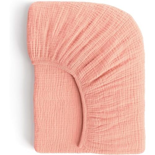 Muslin Crib Sheets, 100% Organic Cotton, Breathable and Ultra-Soft, Standard Crib Sheet Mattress (28"x 52") for Girls and Boys, Neutral Fitted Baby Crib Sheet (Peach)
