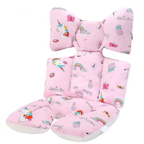 Baby Seat Pad Liner for Stroller–Soft and Breathable,3D Air Mesh Cotton Universal Baby Stroller Cushion (Rainbow Unicorn)