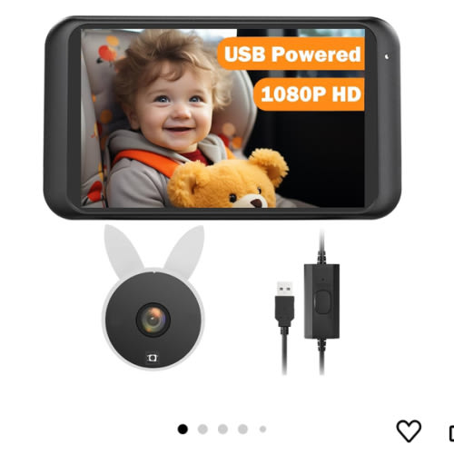 USB Car Camera for Baby : 4.5" Baby Car Camera with 1080P Crystal Clear Mirror View, Easy Installation Carseat Rear Facing Moitor for Kids, HD IR Night Vision Backseat Monitor