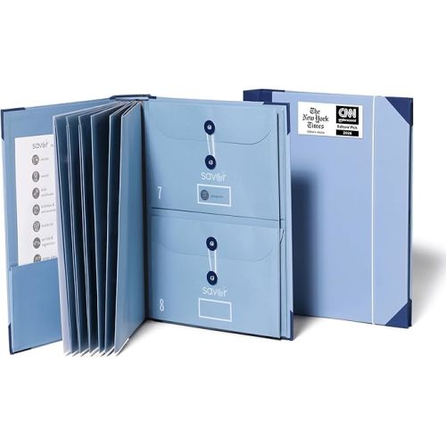 Savor | 2025 Edition The Folio™ Document Organizer | Custom Dyed Cloth-Bound Expanding File for Important Papers, Passports, Birth Certificates & More | Ideal for Home Organization & Graduation Gift