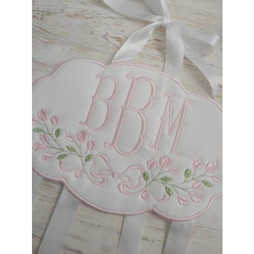 Bow holder, Hair Bow hanger, embroidered bow holder, monogram hair bow