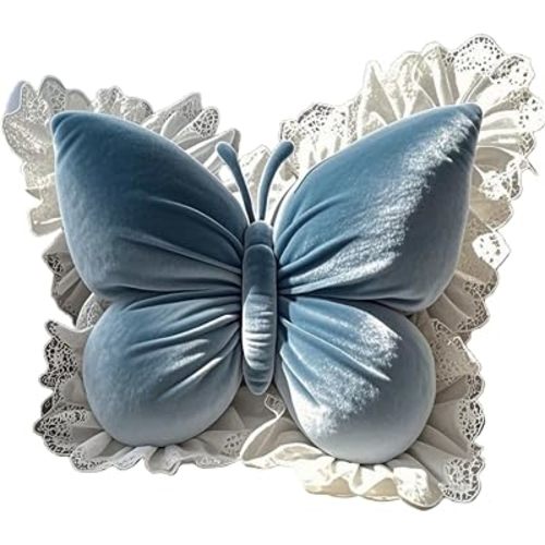 Butterfly Sofa Pillow Animal Floor Reading Pillow Car Cushion (Blue, 50cm)