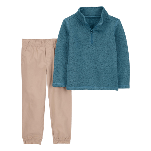 Baby 2-Piece Sherpa Quarter Zip Pullover & Canvas Pant Set - Carter's | Carter's