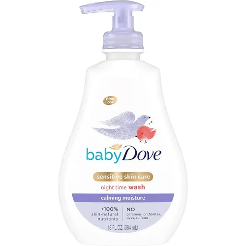 Baby Dove Sensitive Skin Care Baby Wash Calming Moisture For a Calming Bath Wash Hypoallergenic and Tear-Free, Washes Away Bacteria 13 oz