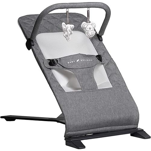 Baby Delight Alpine Deluxe Portable Bouncer | Infant | 0 – 6 months | Charcoal Tweed