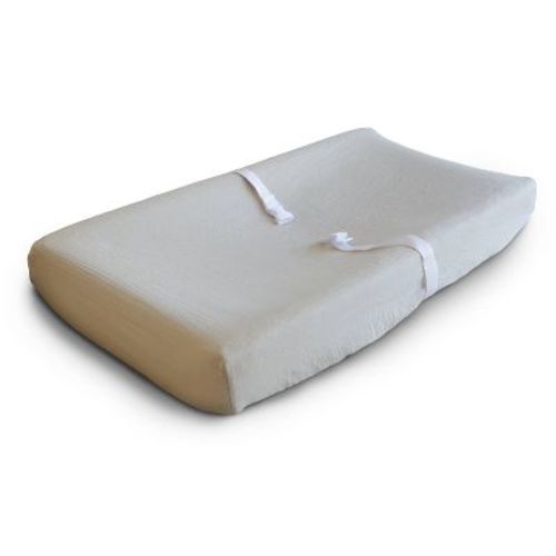 Mushie Extra Soft Muslin Changing Pad Cover - Fog