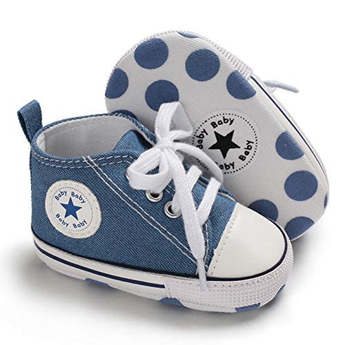 KKIIDDSS Unisex Baby Girls Boys Canvas High-top Shoes, Newborn Infant Anti-Slip Soft Sole Frist Walking Breathable Sneakers