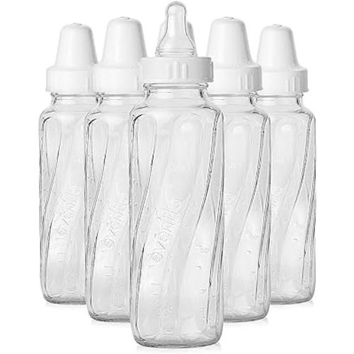 Evenflo Feeding Classic Glass Bottle, Twist Bottles, 8 Oz, 1-pack of 6 Bottles
