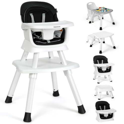 Richya 8 in 1 Baby High Chair for Babies, Toddler Dining Booster Seat, BPA Free PP Material, Black