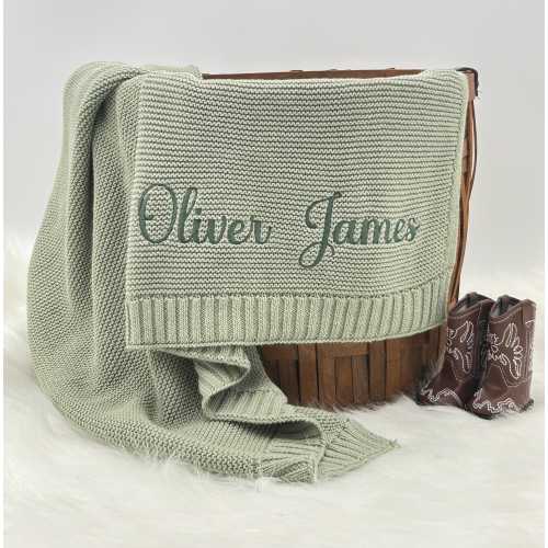 Embroidered Knit Baby Blanket, Personalized Baby Blanket, Custom Baby Name Blanket, Gift for Baby, 100% Cotton blanket, Keepsake for Baby