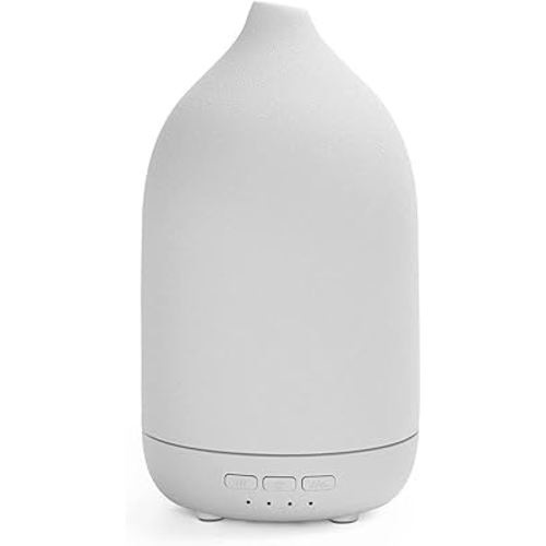 Essential Oil Diffusers, Aromatherapy Diffuser for Essential Oils, 100ml Ceramic Oil Diffusers for Large Room - 5 Timers, Warm Ambient Light, Auto-Off (M40-white)