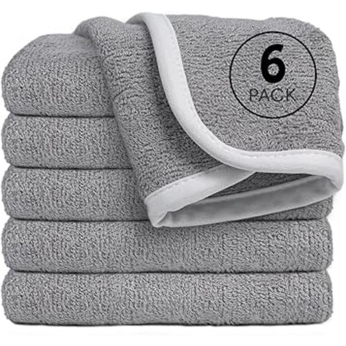 Reusable Organic Baby Washcloths Set: 6 Packs 10 * 10 Ultra Soft Wash Cloth Viscose from Bamboo Absorbent Infant Newborn Bath Face Towel Gentle for Delicate Skin Boys Girl (Grey)
