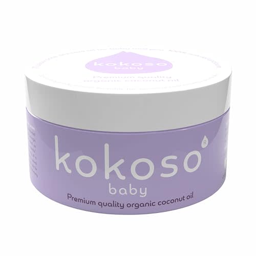 Kokoso Baby Organic Coconut Oil – Moisturising 100% Natural Baby Oil for Baby Massage, Dry, Sensitive and Normal Baby Skin – 168g