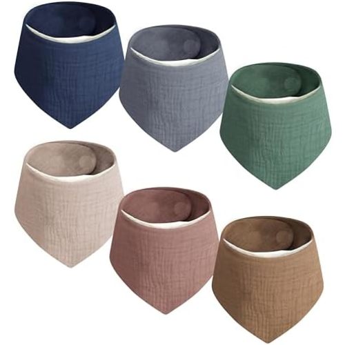 Magnetic Bandana Drool Bibs 6-pack - Magnetic Closure Baby Bibs - Safe, Easy, Chic Teething Bib