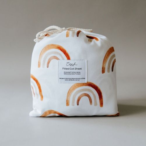 Cloth Bums Waterproof Cot Sheet - Rainbow Riot