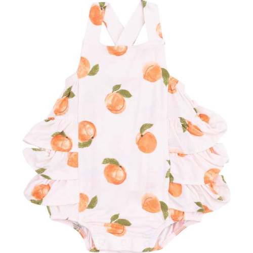 Ruffle Sunsuit, Watercolor Peaches, orange