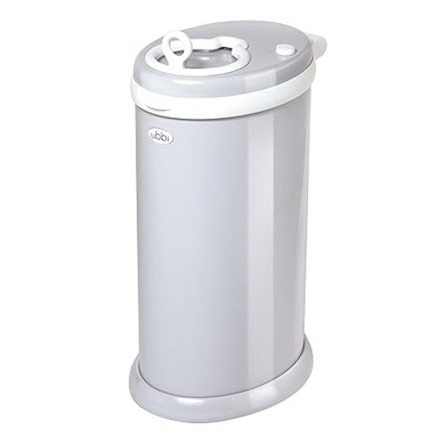 Ubbi Steel Odor Locking, No Special Bag Required Money Saving, Awards-Winning, Modern Design Registry Must-Have Diaper Pail, Gray