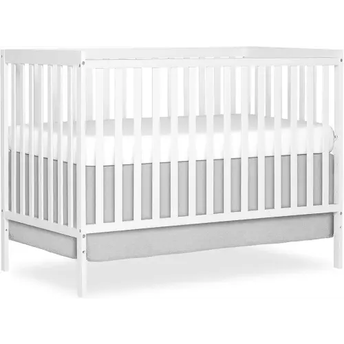 Dream On Me Synergy 5-in-1 Convertible Full-Size Baby Crib with Toddler, Day & Full Bed Conversion in White, GreenGuard Gold & JPMA, 3 Mattress Heights, Sustainable Pinewood