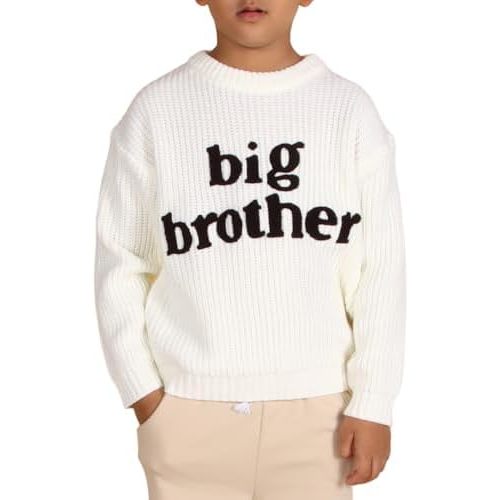 Big Brother Sweater Toddler Boy Letter Embroidery Knit Sweater Baby Crewneck Knitted Sweatshirt Fall Winter Warm Top
