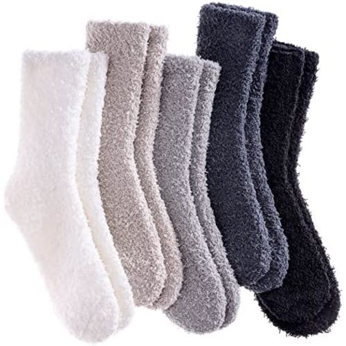 LANLEO 5/6 Pairs Womens Super Soft Fuzzy Plush Warm Winter Home Sleeping Slipper Socks