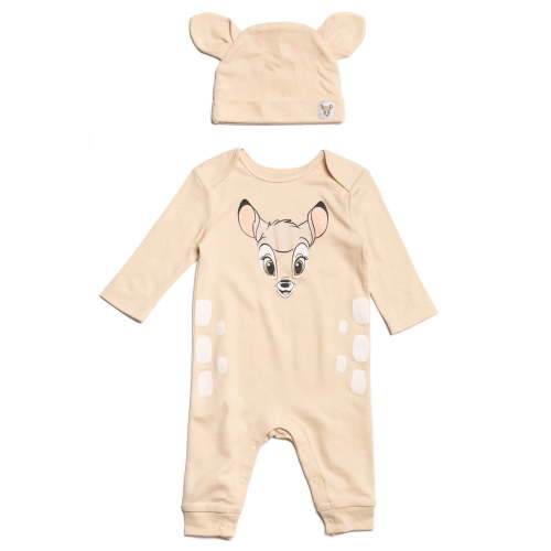 Disney Classics Bambi Newborn Baby Boys Snap Cosplay Coverall and Hat Newborn to Infant