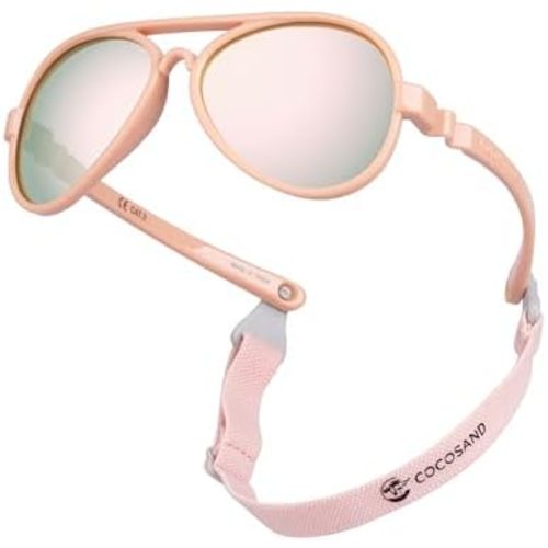 COCOSAND Baby Aviator Polarized Sunglasses with Adjustable Strap for Baby Infant Girl Boy 0-18 Months