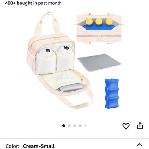 PIIOSER Breastmilk Cooler Bag with Ice Pack, Compatible with Wearable Breast Pumps & Accessories - Portable Pumps Carrying Case for Nursing & Working Moms, Cream