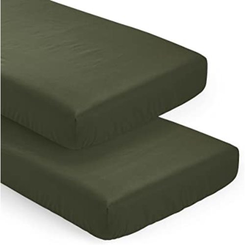 Sweet Jojo Designs Solid Dark Green Gender Nuetral Boy Girl Baby Fitted Crib Sheet Set Nursery Soft Infant Newborn Fits Standard Mattress Toddler Bed Hunter Forest Olive for Rustic Deer Woodland Camo