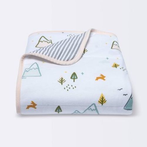 Jersey Knit Reversible Baby Blanket Adventures - Cloud Island™ White/gray/pink